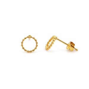 Edelstahl Ohrstecker in Goldoptik, offener Ring im Kügelchen Design, filigrane Damenohrringe